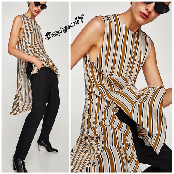 Zara Tops - NWT, ZARA, Asymmetric Striped Top